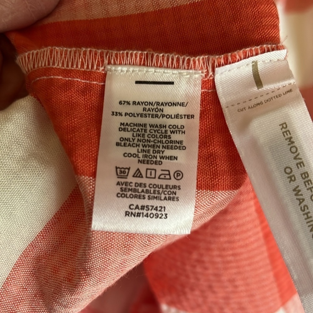 Lou & Grey spaghetti strapped orange and cream checked maxi sundress. Size XS - Picture 10 of 10
